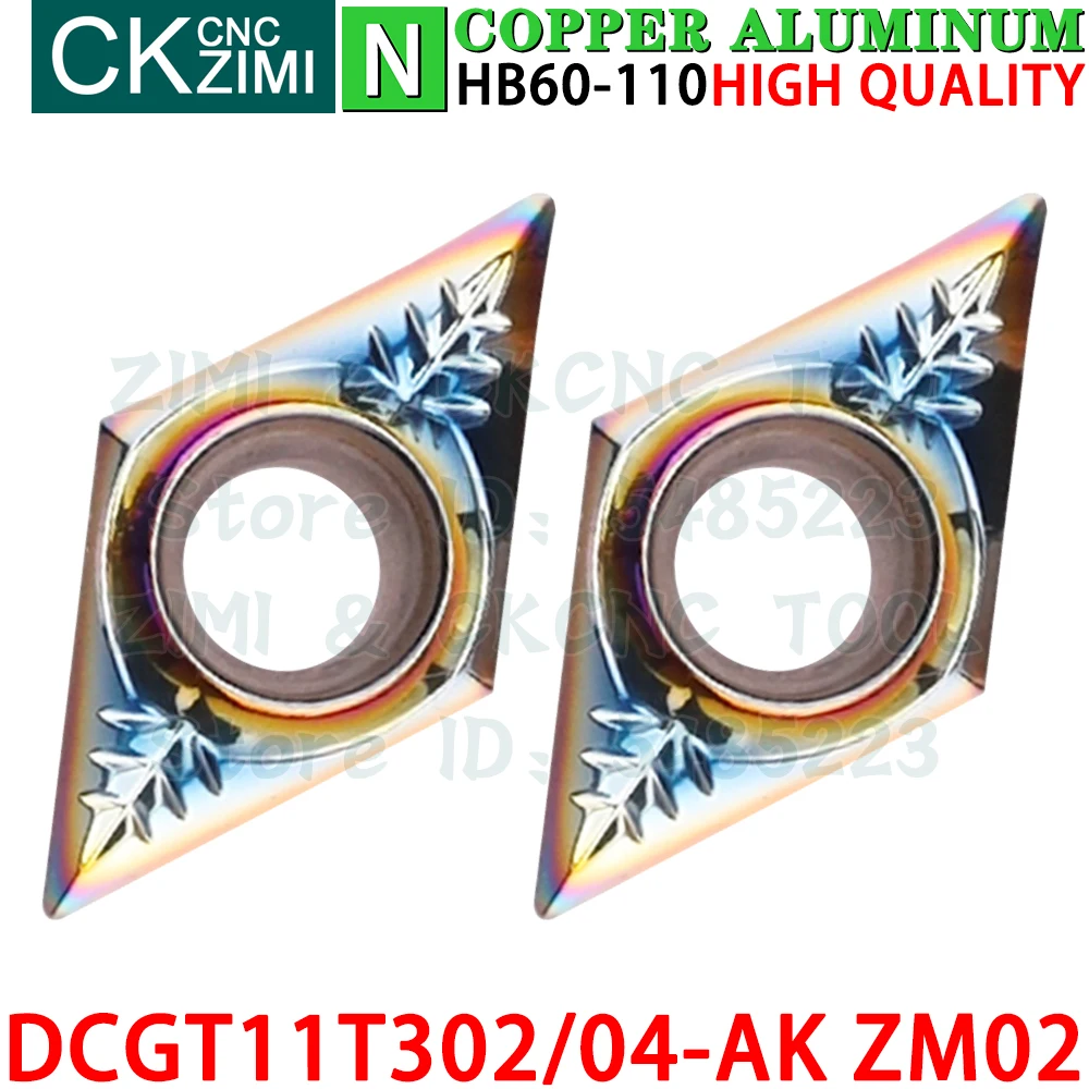 DCGT11T302-AK ZM02 DCGT11T304-AK ZM02 Plaquitas de carburo de aluminio Plaquitas de torneado Herramientas DCGT11T3 DCGT DCGT32.50.5 DCGT32.51 AK CNC Cortador mecánico Torno de metal Herramientas de corte para aluminio