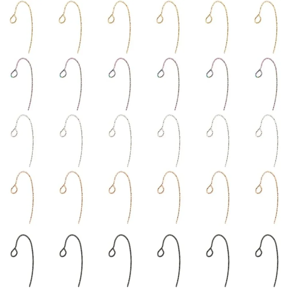 

50Pcs Earring Hooks 5 Colors Stainless Steel Fish Hook Ear Wire with Loop Hole Black//Rose /Rainbow Color Dangle