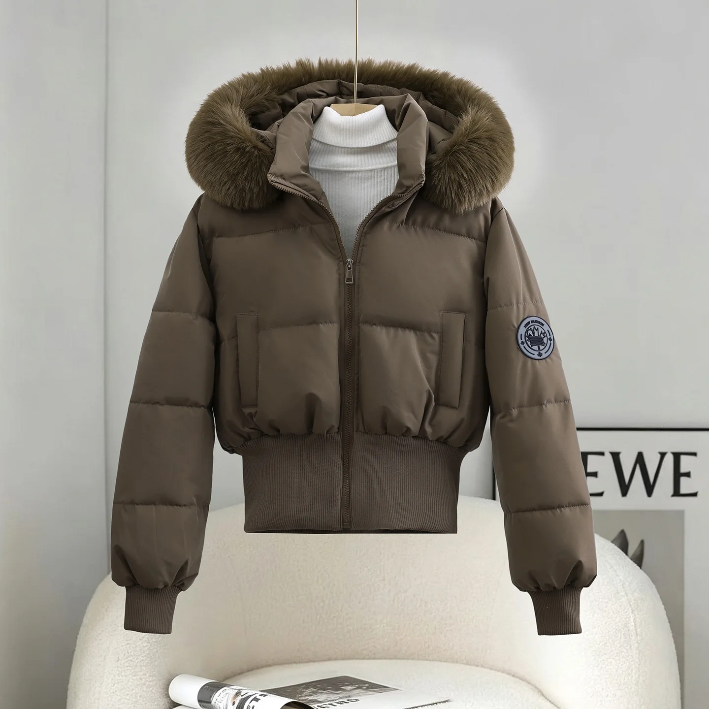 Fur Collar Hooded Parkas Women Harajuku Thicken Padded Jackets Casual Zipper Gothic Women&Men Winter Coats Streetwear
