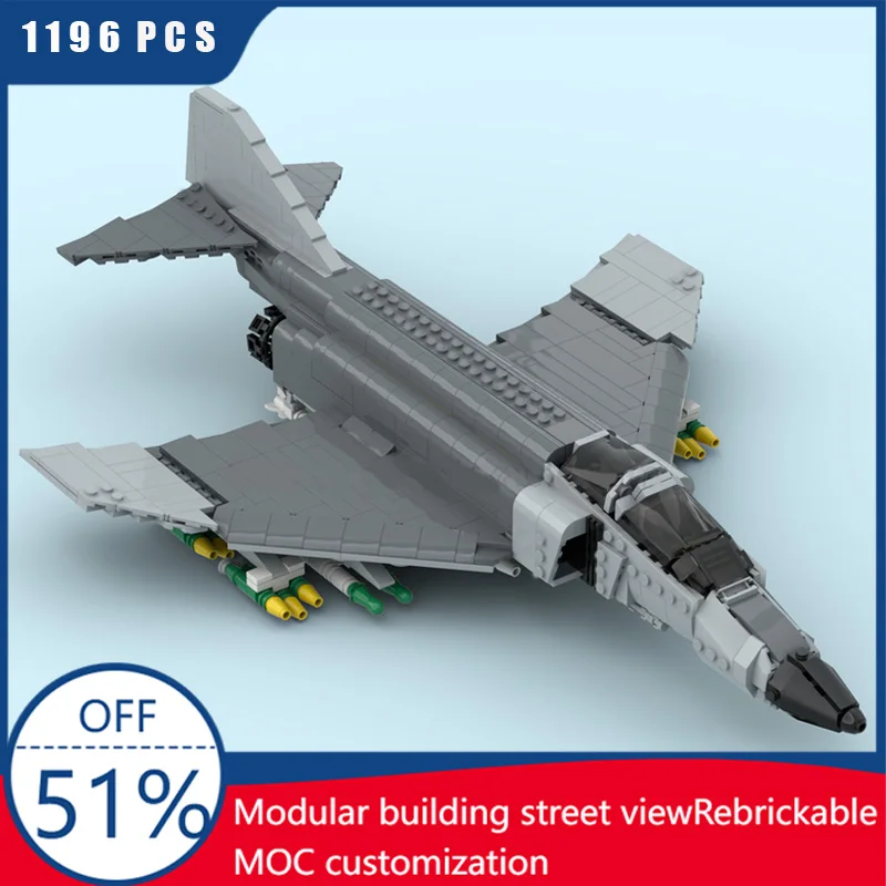 

Новый 1196 шт. MOC военная серия F4 Phantom II модель истребителя здание DIY собранные развивающие детские игрушки рождественские подарки