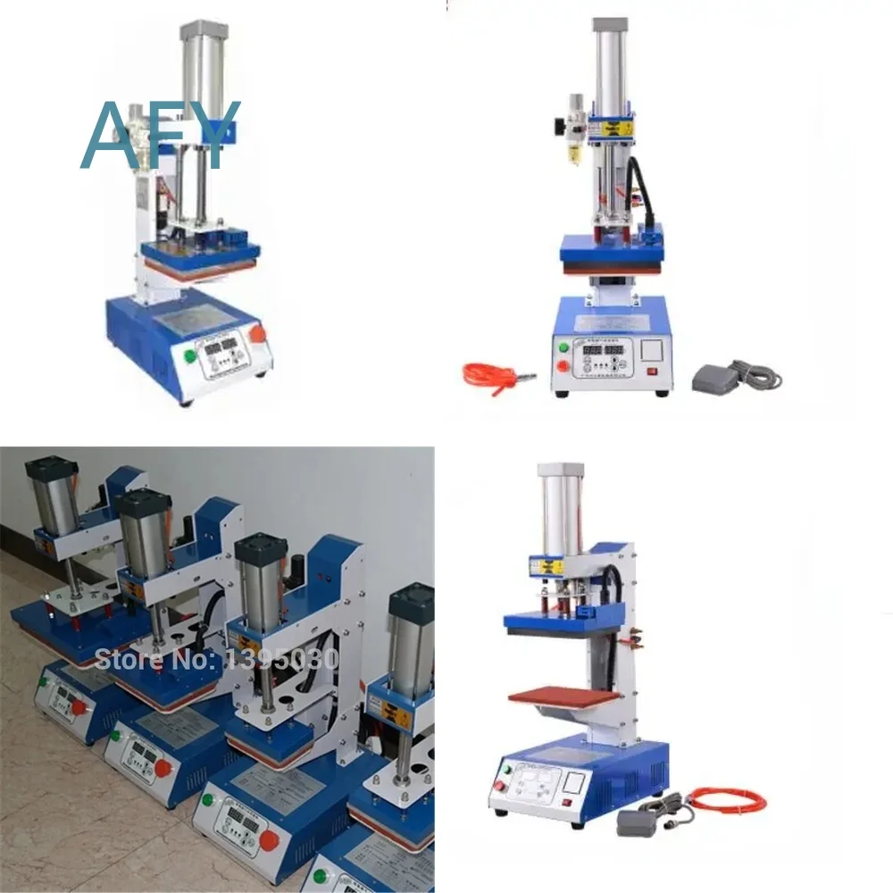 Pneumatic Curved Heater Stamping Machine for Apparel T Shirt Leather Creasing Heat Press Equipment for Caps Hoodies Jackets