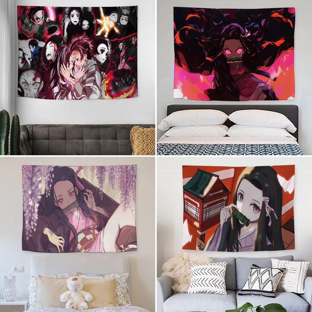 

Demon S-Slayer Nezuko Kamado Tapestry Decoration party Background Hanging Cloth Bedroom Tapestry Room Decor Aesthetic