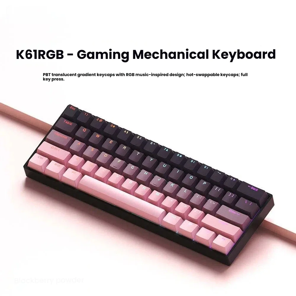 K61 USB Mini Mechanisch Gaming Bedraad toetsenbord Hot-swappable mechanisch toetsenbord Afneembare kabel