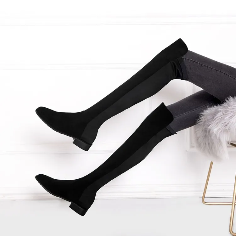 Oversize Large size Big size womens fashion boots Round toe Thick Heel Comfortable Light Weight Fashion trend