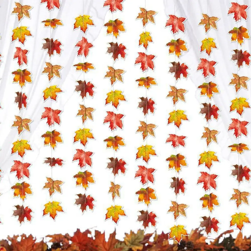 8pcs Autumn Maple Leaves Hanging Decoration Cartoon Funny Fall Maple Leaves Garlands DIY Paper Ceiling Background Pendant