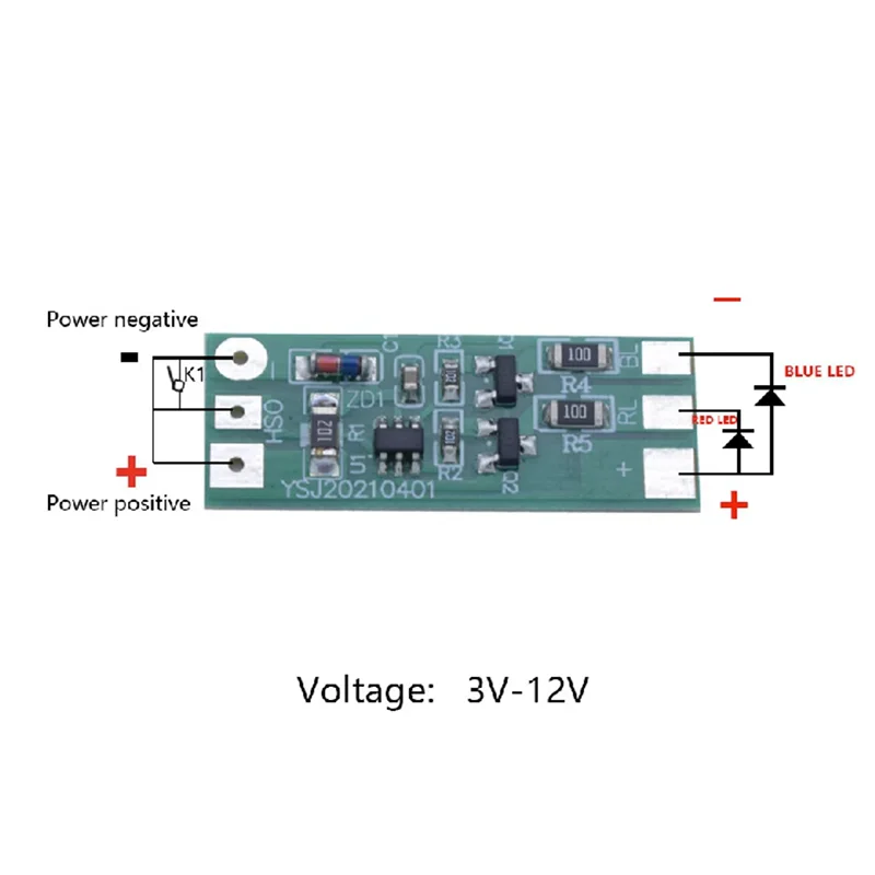 3-12V Flashing LED Light Module Red Blue Two-color Pair Flashing Suitable for Car Model Bicycle Electric Vehicle Safety Light