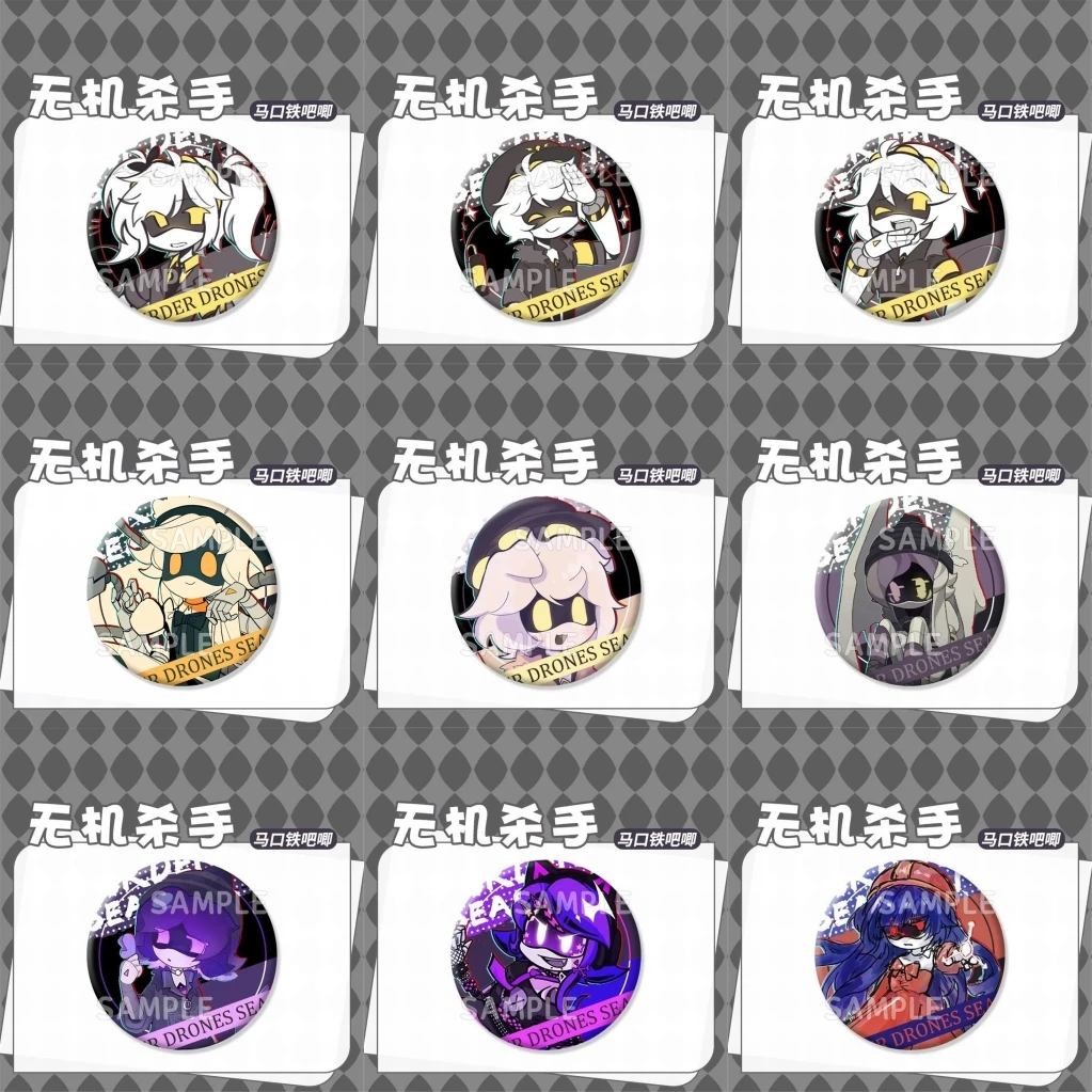 58mm Anime Murder Drones Uzi Doorman N V J Doll Tessa James Elliott Cosplay COSTUME Badge Pin SPTE Tinplate Brooch﻿ Prop