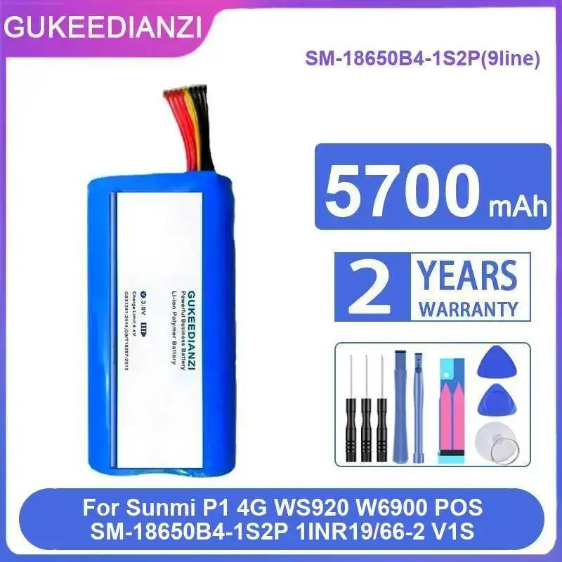 

SM-18650B4-1S2P 9Line Laptop Battery For Sunmi P1 4G WS920 W6900 Pos 1INR19 66-2 V1S 5700Mah Stable Long-Lasting