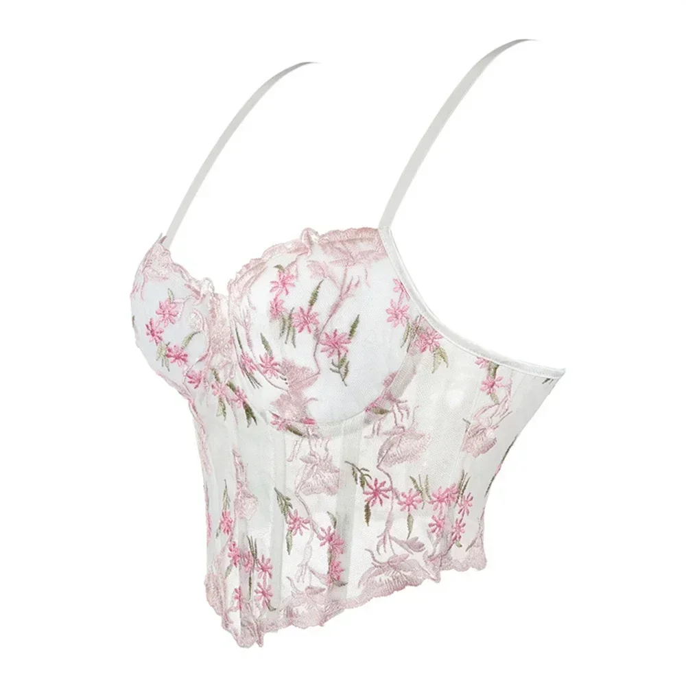 Summer Sexy Embroidered Patterned Corsets Crop Tops  For Women Slimming Corselet Body Shaper Lingerie Plus Size