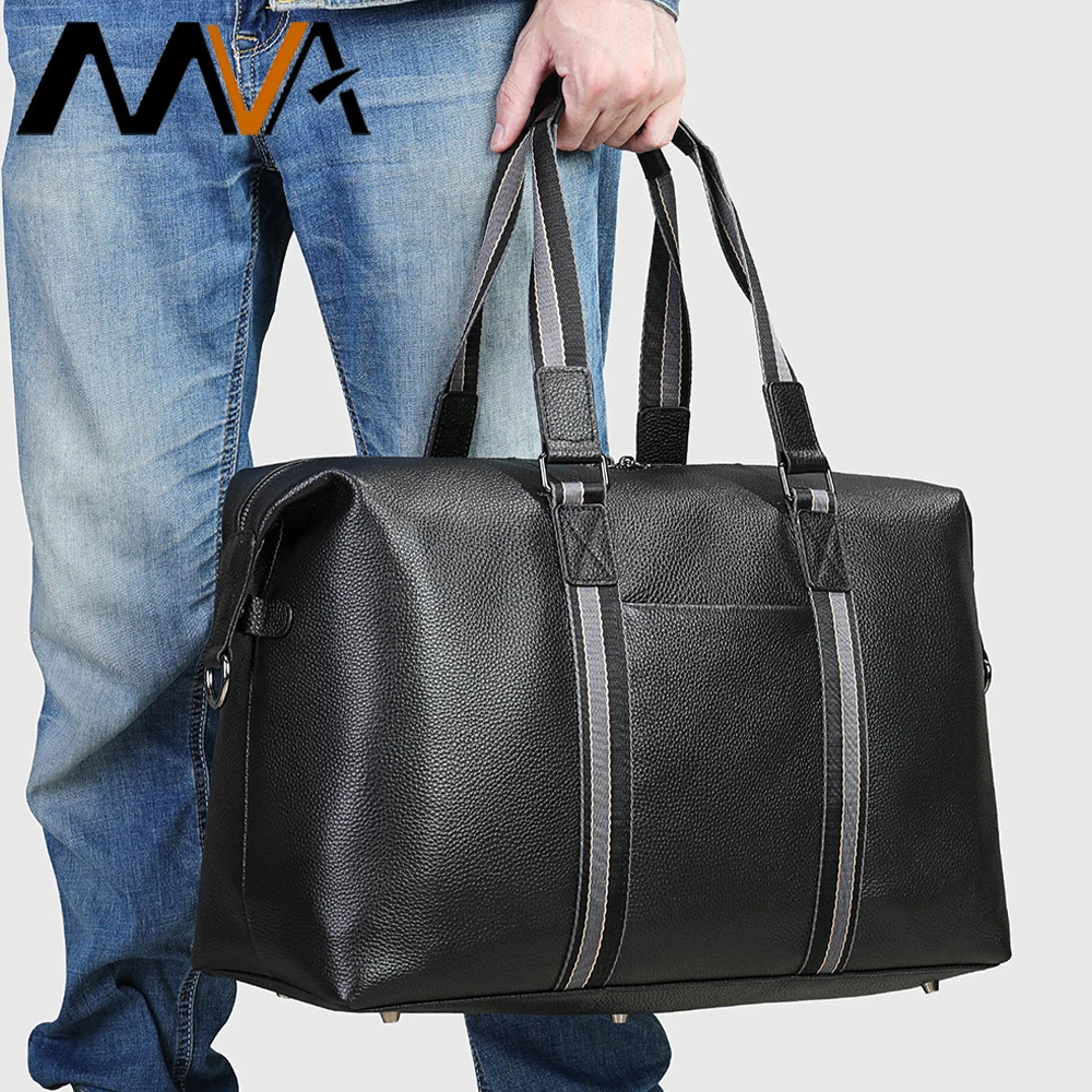 

MVA Genuine Leather Men 's Travel Bag Soft Real Leather Cowhide Carry Hand Luggage Bags Travel Shoulder Bag Male Crossbody Bags