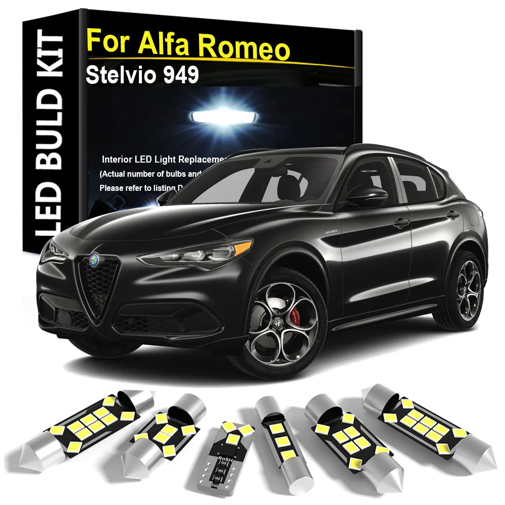 

Светодиодный внутренний светильник автомобиля для Alfa Romeo Stelvio 949 2016 2017 2018 2019 2020 2021 2022, косметическое зеркало, перчаточный ящик, светильник багажника Canbus