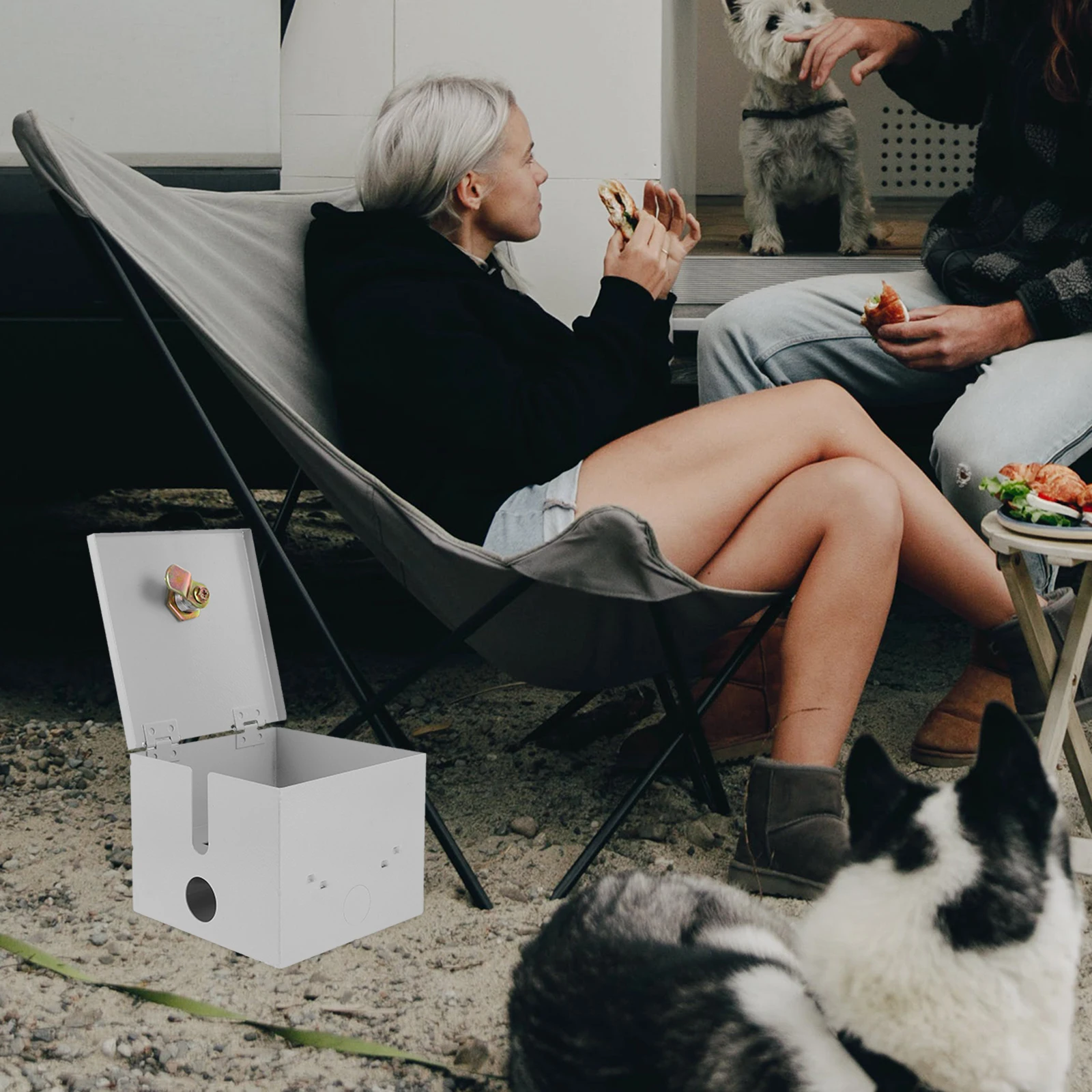 

Outdoor Electrical Box Iron Anti-Theft Lock Case Weatherproof Protector Cover for Generator Welder Motorhome Outdoor Outlet