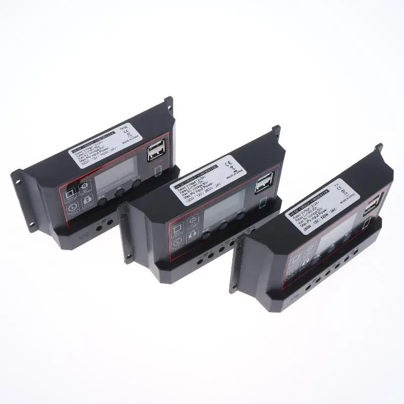 1Pc Solar Controller 12V/24V 10/20/30A With LCD Display Dual Output USB 5V Battery Charger Regulator For Solar Energy System