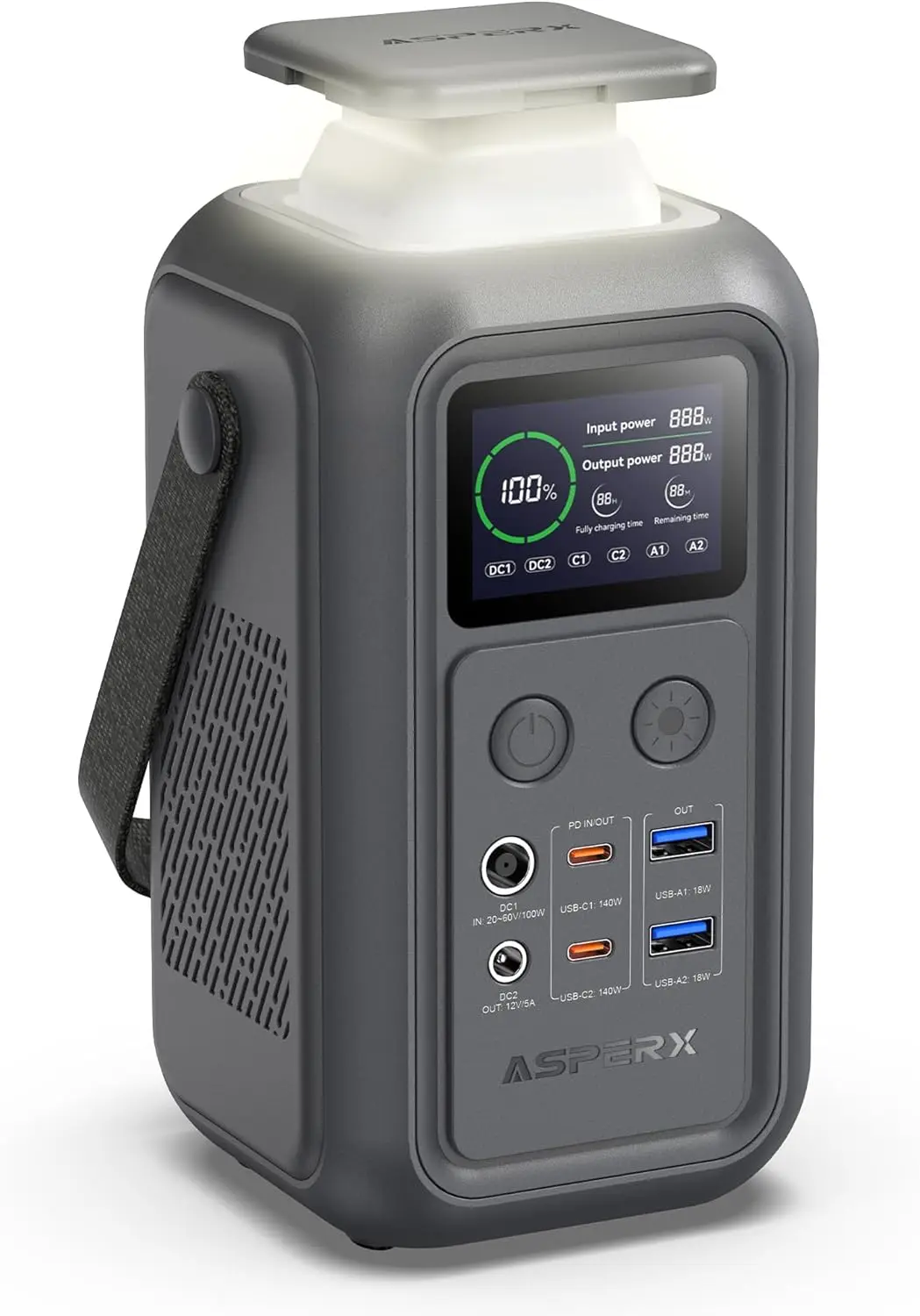 

Portable 60,000mAh Power Station, 200W Dual Fast Charging, LiFePO4 Battery, 192Wh, Gray