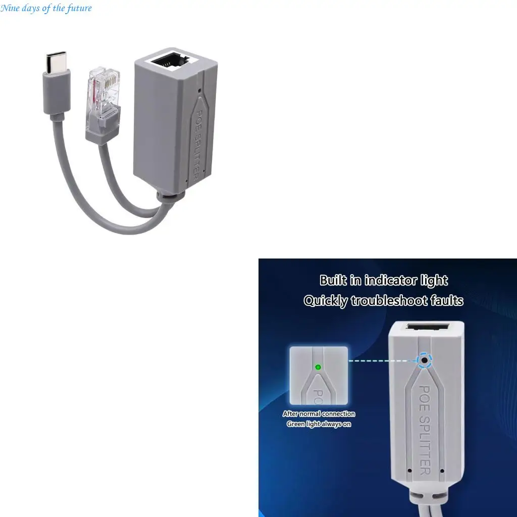 

IEEE802.3af/at USB C PoE Splitter 48V To 5V Power Supply For Smartphones E65A