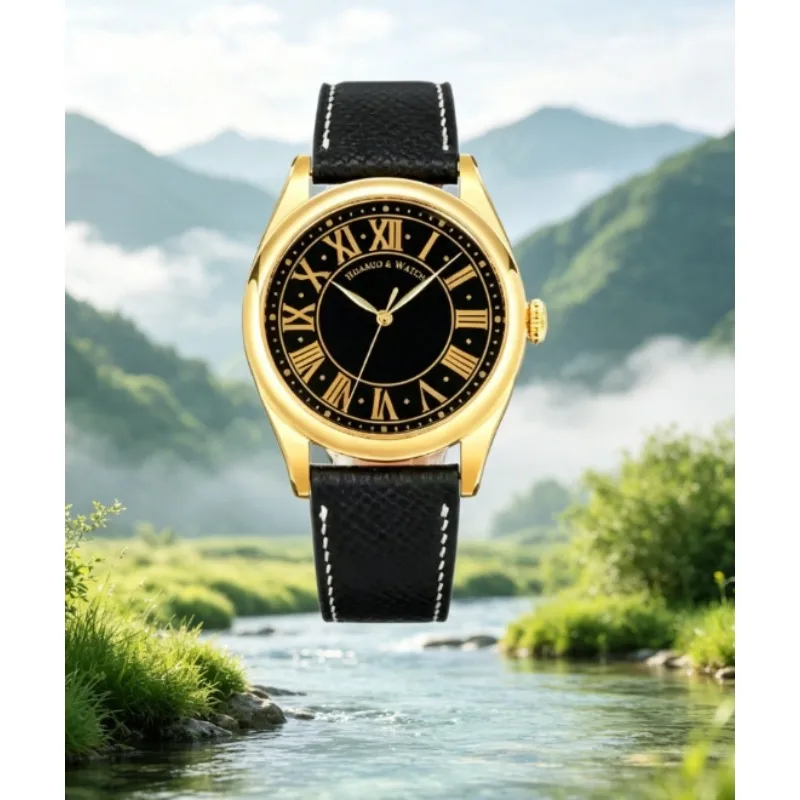 High-end men's gem plate watch black agate lapis lazuli automatic machinery business leisure classic waterproof
