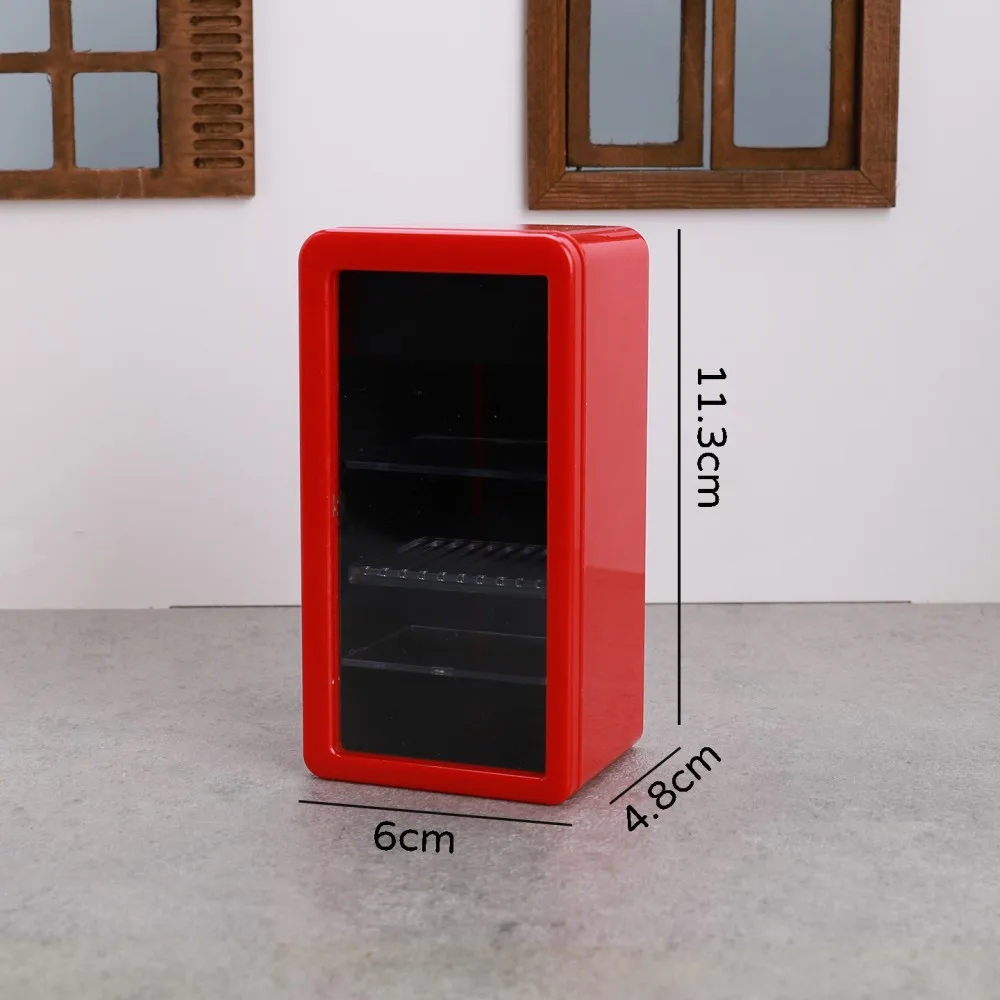 ثلاجة سوبر ماركت لبيت الدمى محاكاة 4 ألوان ثلاجة صغيرة مع ضوء 1:12 نموذج أثاث لعبة مطبخ مصغرة