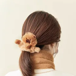 Hair Accessories Plush Capybara Shark Clip Turtle Elastic Capybara Hair Rope Soft Crooked Head Hair Loop School