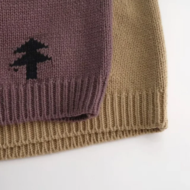 Kids Sweaters Korean Style Boys Knitwear Pine Tree Girls Pullover Long Sleeve Children Base Sweaters 80-130CM