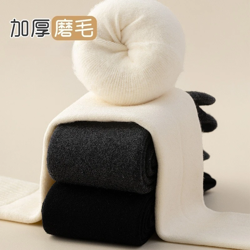 الشتاء الدافئة الكشمير الجوارب فوق الركبة المرأة أفخم المنزل النوم الطابق الجوارب الطويلة Jk بلون لينة الفخذ العليا متعة الجوارب #3