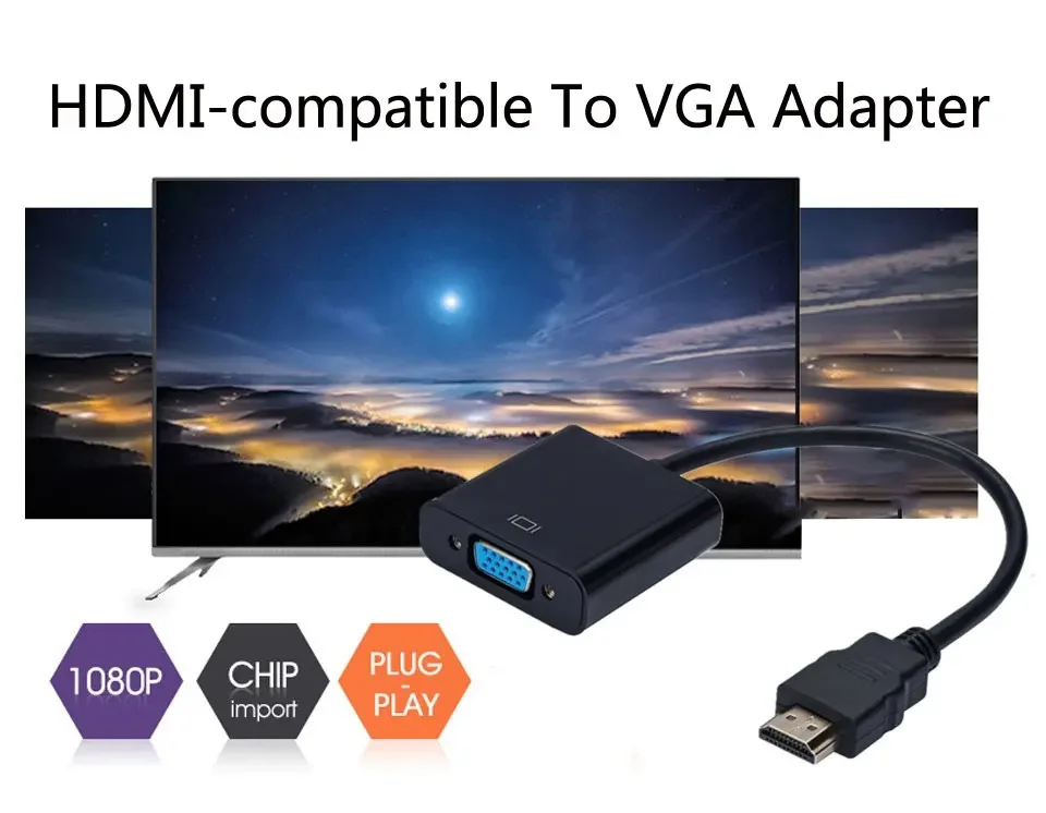 HD 1080P телефон с кабелем HDMI-совместим с адаптером VGA для PS4, ПК, ноутбука, ТВ-приставки, проектора