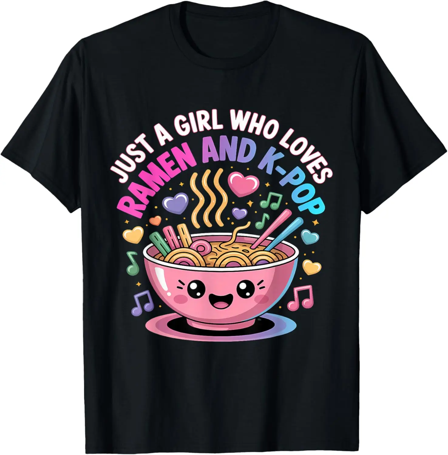 

Just A Who Loves Ramen And K-Pop Girl Kpop K Pop Summer Short-Sleeved Breathable Sweat-Wicking Versatile Fashion T-Shirt Summer short-sleeved breathable sweat-wicking versatile fashion T-shirt for back-to-school season, unisex, Y2K Humor Fit well