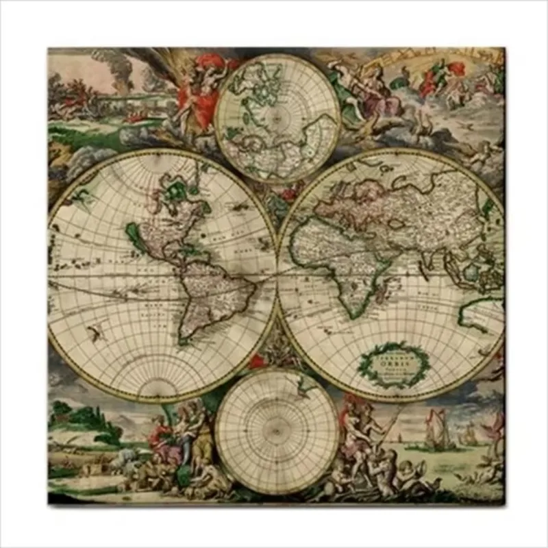 

Vintage World Map Mural Art Vintage Tile Detail Fashion Mural Products