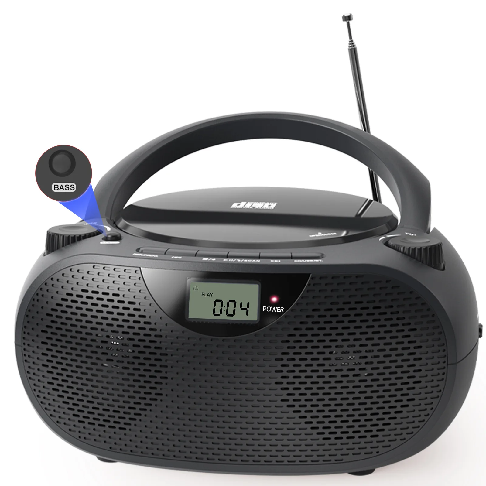 Vintage Portable CD Boombox Bluetooth Speaker AM FM Radio USB Playback Bass Boost Support AC DC Power Line-In Input Music Player