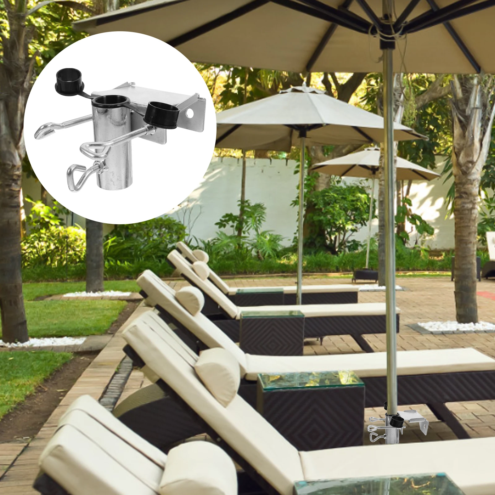 

Portable Parasol Umbrella Clip Patio Sun for Beach Iron Base Deck Railing Holder