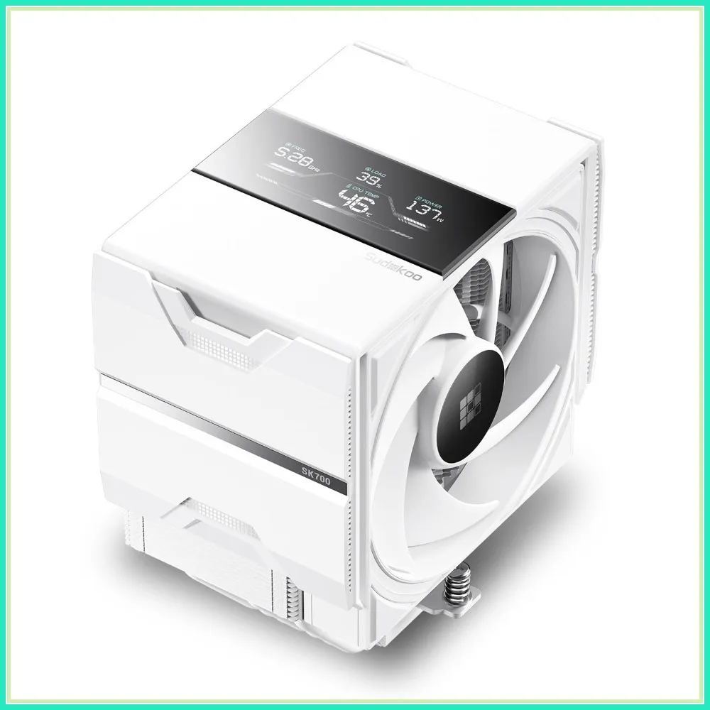 SK700V White AM5 CPU Cooler: 7 Heatpipes Air Cooler with Digital Display, 120mm FDB PWM Quiet Fan, Single Tower PC Cooling