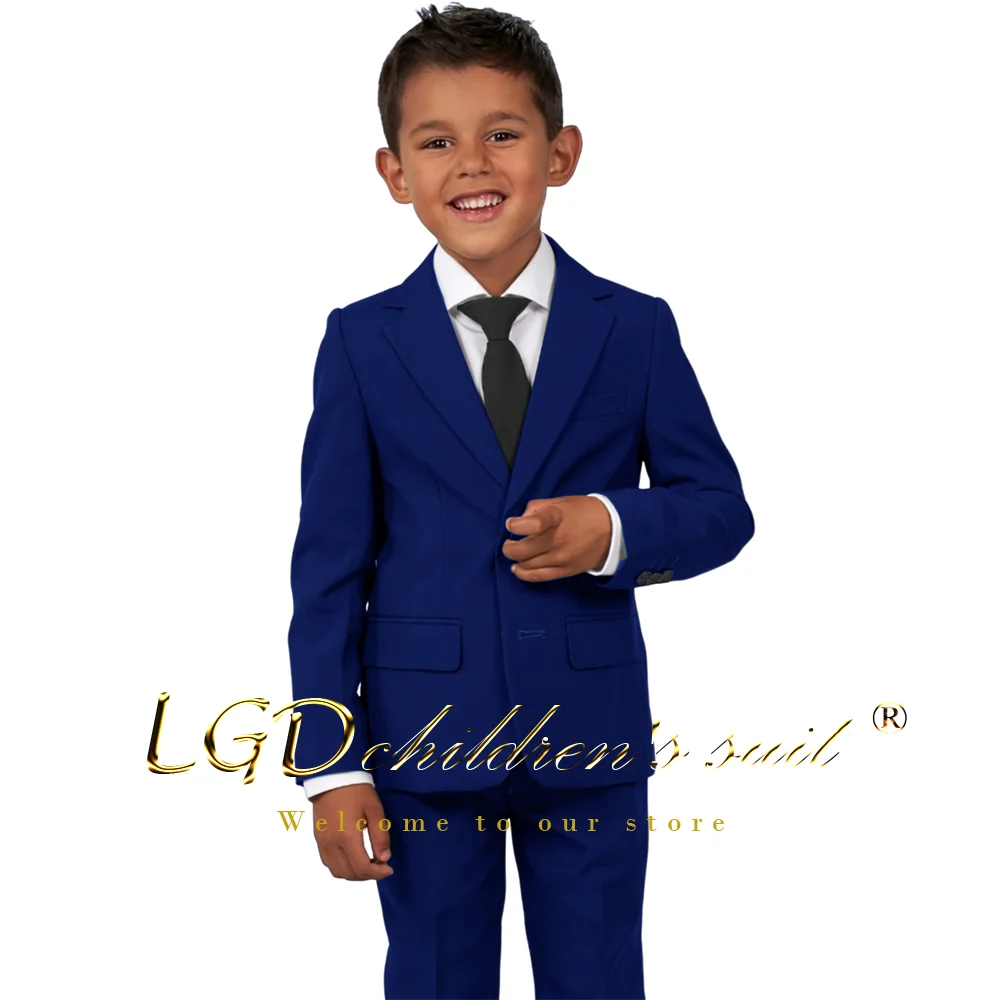 Terno azul real personalizado para meninos, blazer e calças, adequado para ocasiões formais, festa e baile de formatura, 2 PCs Set