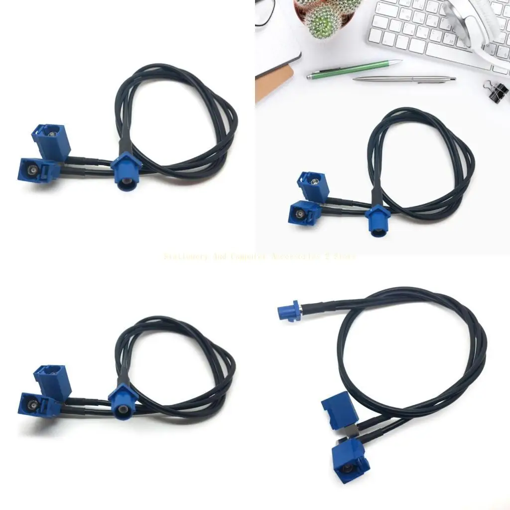 19.69inch (50cm) Fakra C Male to Dual Female Y Splitter Cable RG174