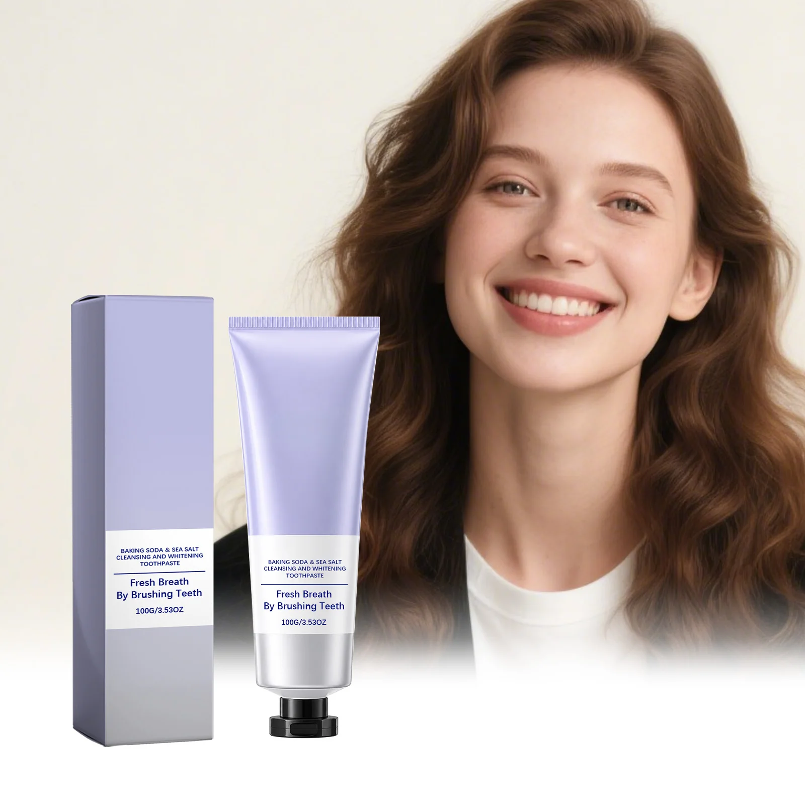 Baking Soda & Sea Salt Cleansing Whitening Toothpaste Fresh Breath Gentle Oral Care Natural Bright Teeth Stain Removal Daily