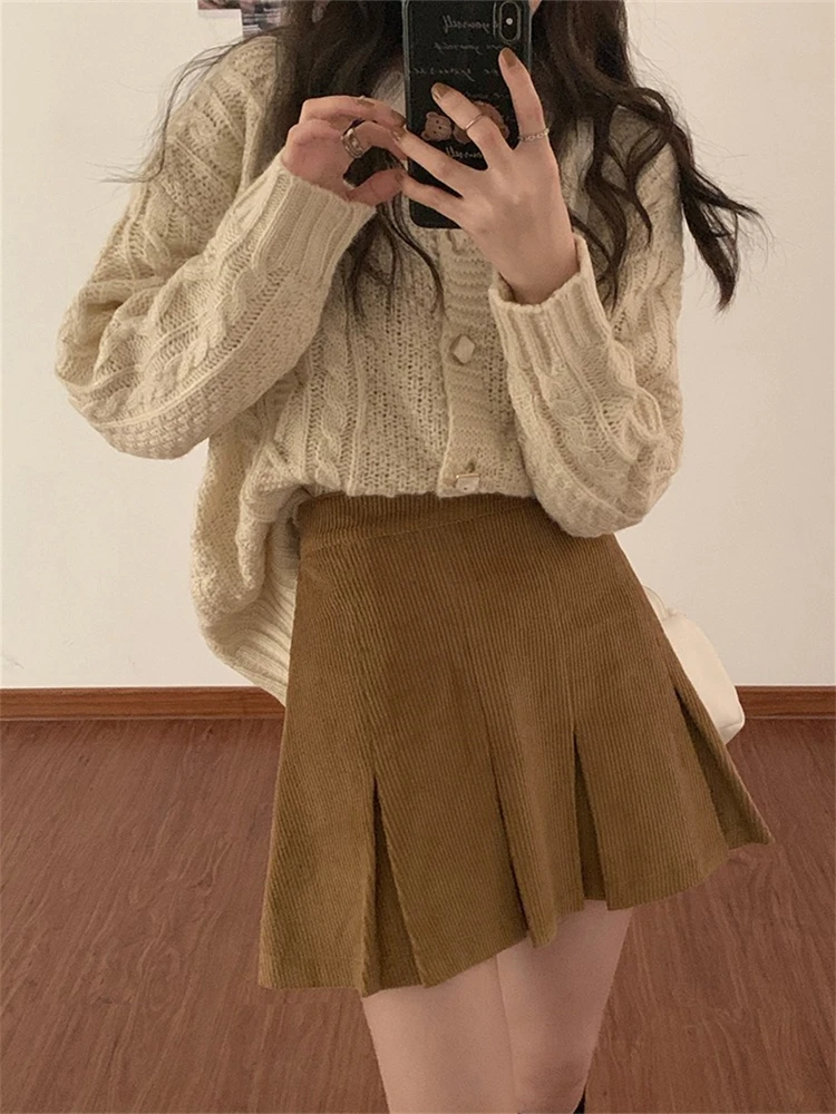 Plus Size Plus Size Ladies Corduroy Skirt for Women A- line High Waist Spring New Arrival Petite Short Dress Slim Looking Ple...