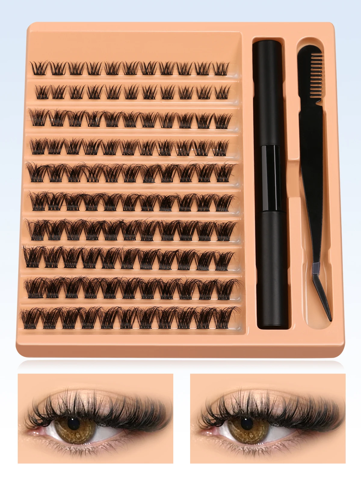 GROINNEYA Cluster Wimpern Kit DIY Wimpern Wimpern Cluster Set Wimpernverlängerung Kit Wimpernbindung und Dichtung und Wimpernpinzette