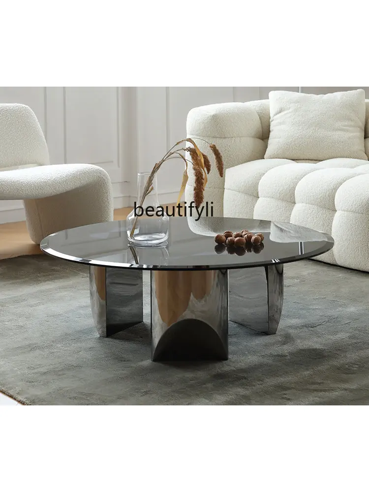 Italian Minimalist Coffee Table Modern Simple Coffee Table Home Living Room Small Apartment Tempered Glass Coffee Table