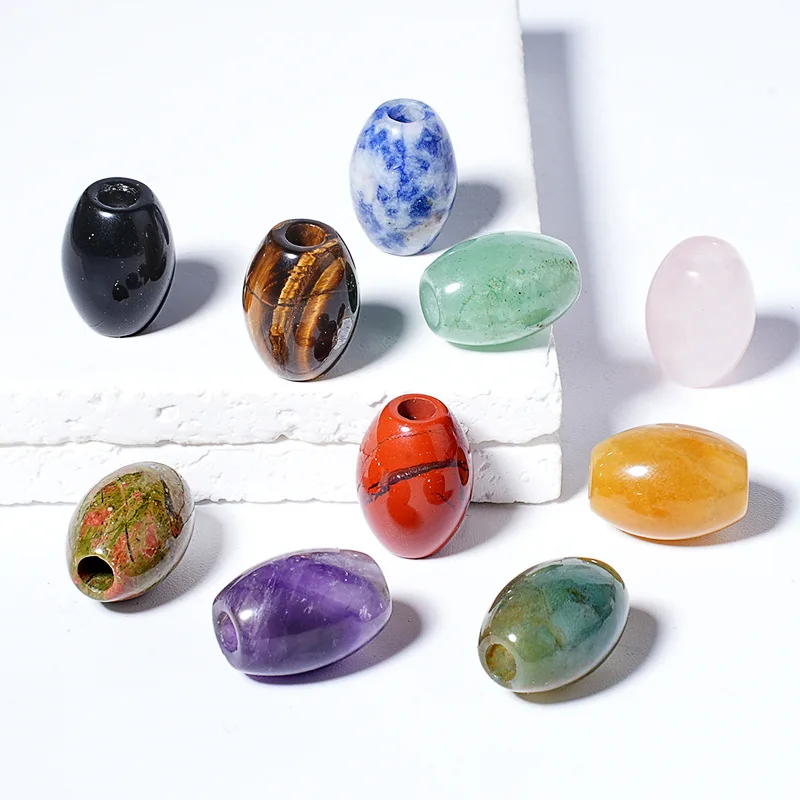 13x18mm Large Hole Rice Beads Natural Stone Loose Beads Charm Women/Men Jewelry DIY Necklace Keychain Bag Accessory