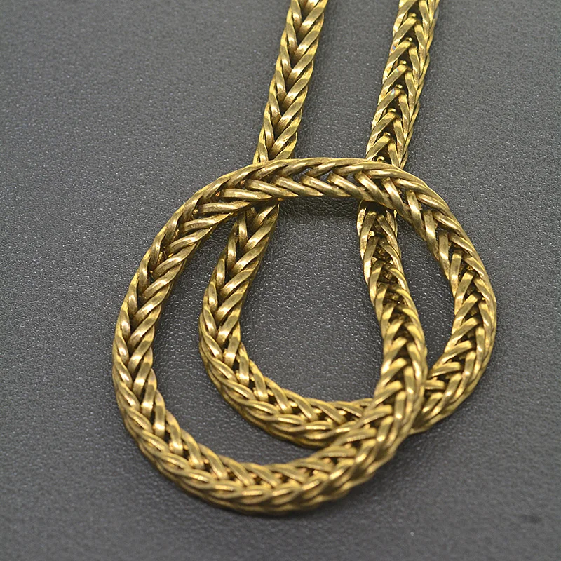 custom length  Punk biker brass  4 mm square foxtail  necklace wallet jean pocket watch chain DIY replacement