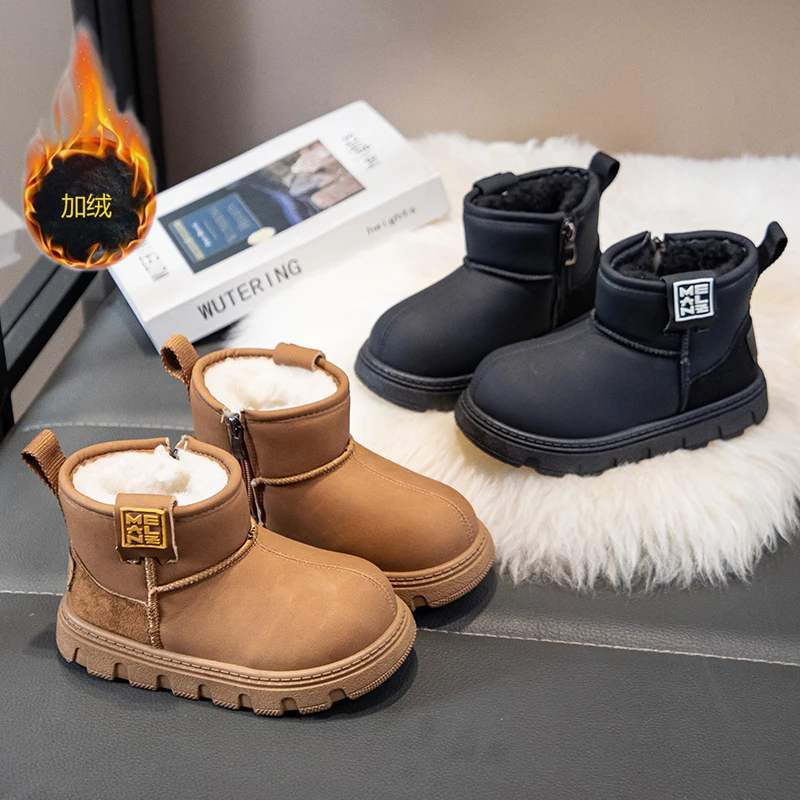 

Новинка 2024, зимние новые детские яркие кожаные зимние ботинки, детские ботинки, детская обувь из утолщенной овчины на меху