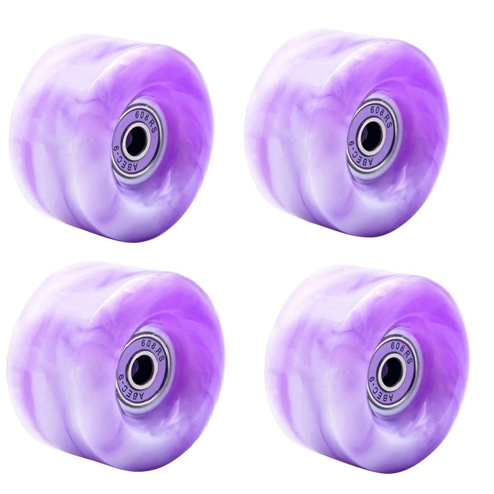 4 Pcs Roller Skate Wheels with Bearings for Double Row Skating and Skateboard 32mm x 58mm 82A,Purple