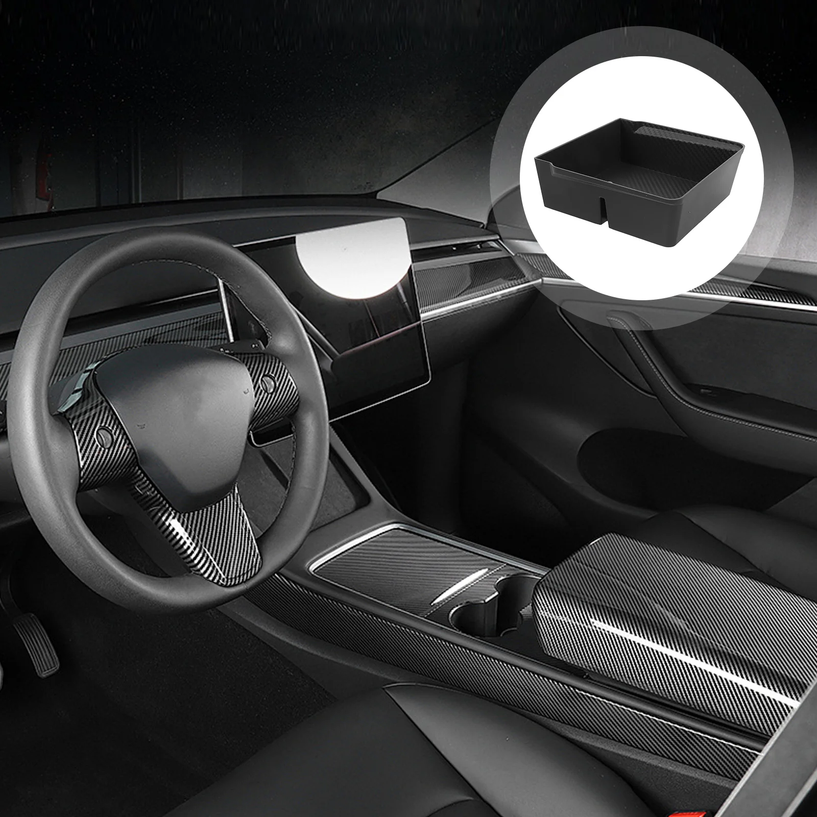 صندوق تخزين التحكم المركزي، منظم متين وسهل التنظيف، تصميم متعدد الوظائف، حامل وحدة التحكم في صينية السيارة الداخلية #4