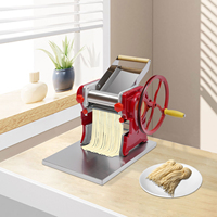 14.9*11*10.2in Rot& Silber Edelstahl& ABS Tischplatte Manuelle Rollen Nudelmaschine