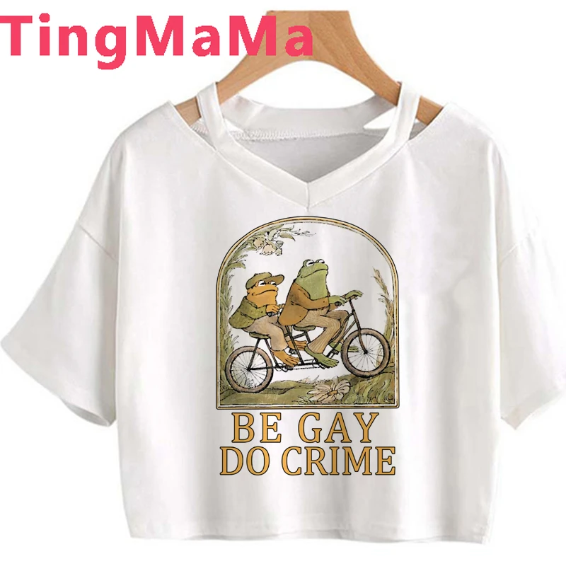 Frog and Toad Be Gay Do Crime T Shirt Women Harajuku Anime Short Sleeve Tshirt Retro Cartoon Graphic Tees Y2k Aesthetic Female