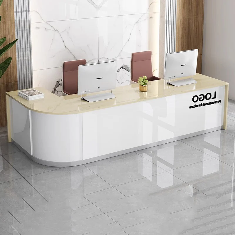 เคาน์เตอร์ต้อนรับสุดหรูทันสมัย เคาน์เตอร์สำนักงานทันสมัย เคาน์เตอร์ต้อนรับร้านทำผมพร้อมที่เก็บของ เฟอร์นิเจอร์เชิงพาณิชย์ที่สวยงาม