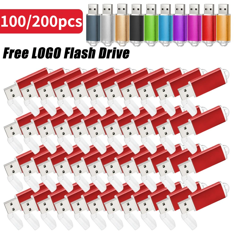 100/200 шт. флеш-накопителей на заказ, USB-флешки 1 ГБ, 2 ГБ, 16 ГБ, 32 ГБ, высокоскоростные USB-накопители 2.0 Флеш-нак