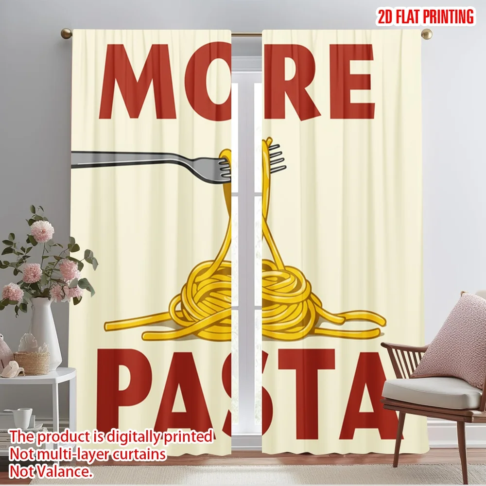 

2pcs 2D flat printing Curtain More Pasta Polyester Without Electricity Birthday Party Perfect for Booths Studio Props