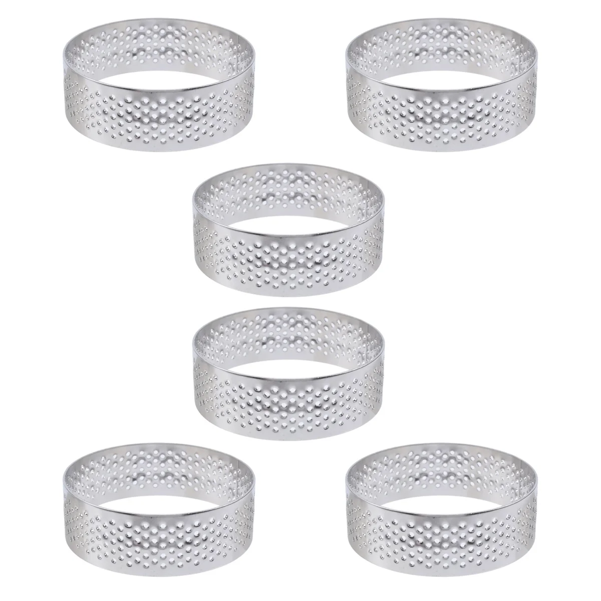 6 Stuks 6 Cm Taart Ring Rvs Taartje Schimmel Cirkel Cutter Pie Ring Warmte-Geperforeerde Cake Mousse Mallen