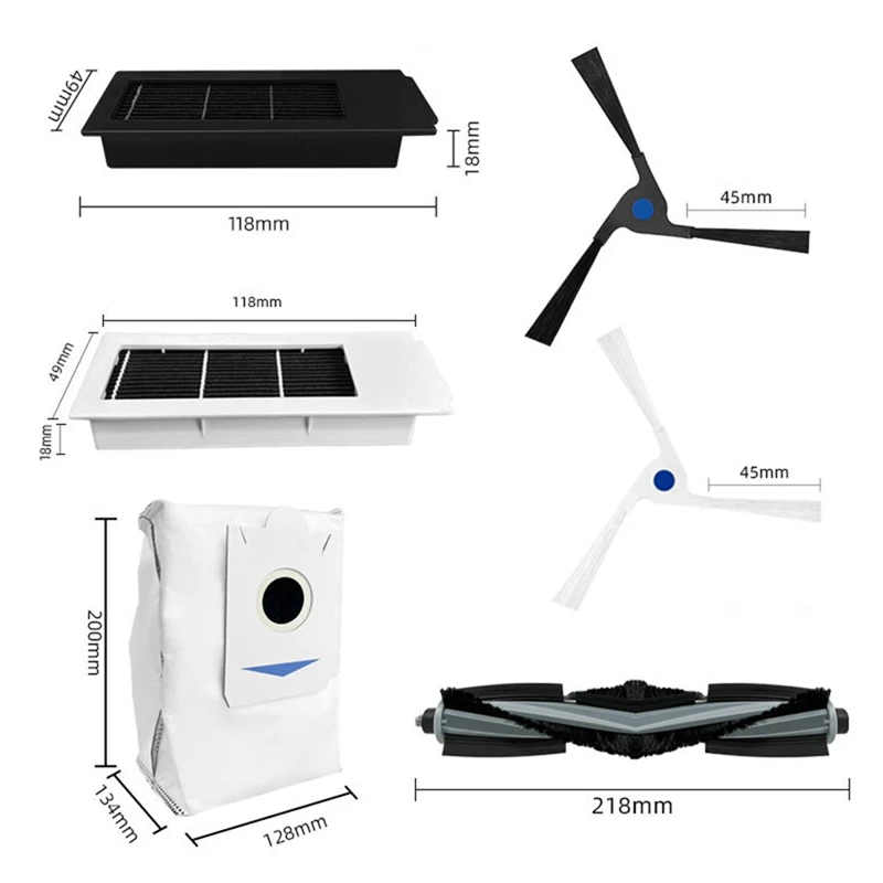 Sikat sisi utama, kain pel Filter Hepa, suku cadang pengganti plastik untuk Ecovacs Debot X2 / X2 Pro / X2 vakum Robot Omni