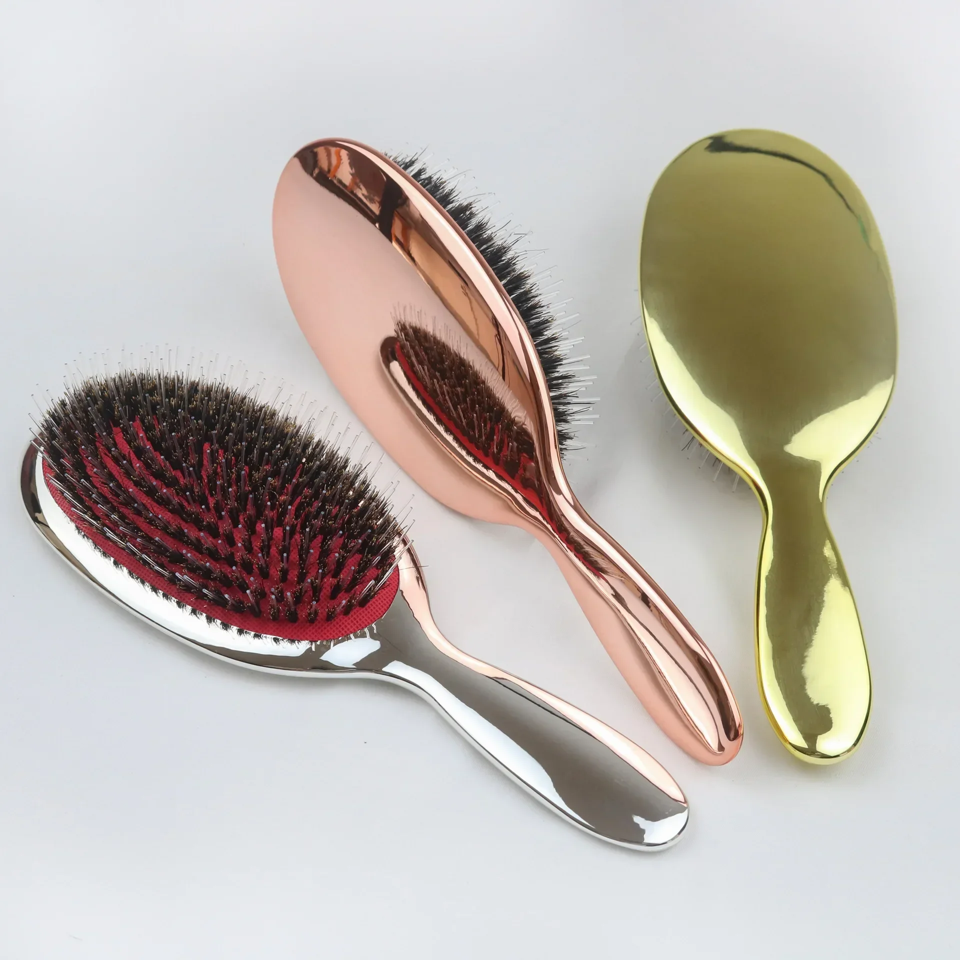 Electroplated Bristle Nylon Hair Scalp Massage Comb Gold Plated Airbag Comb Salon Style Hair Comb Barber Accessories