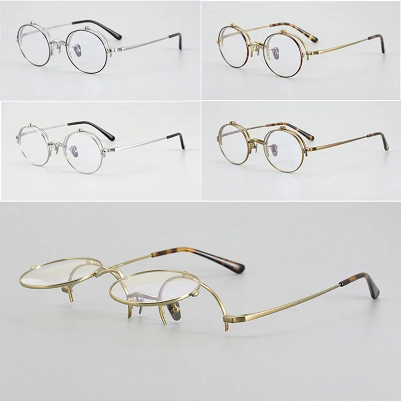 

New Pure Titanium Retro Round Sunglasses Men and Women Trend Full Frames Design Hip-hop High Street Vintage Glasses Frame